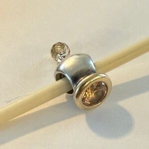 Pandora Champagne Cubic Zirconia, Citrine, Silver, and 14k Gold Charm